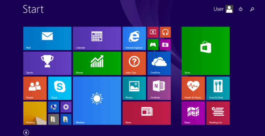 Windows 8.1 start screen