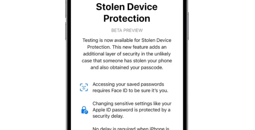 iPhone showing Stolen Device Protection screen to add an additional layer of security in the unlikely case that someone has stolen your phone and also obtained your passcode.