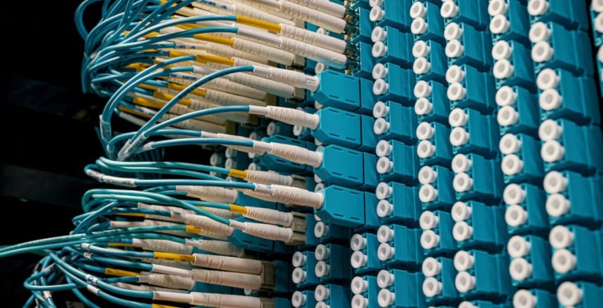 Blue and white electric wires