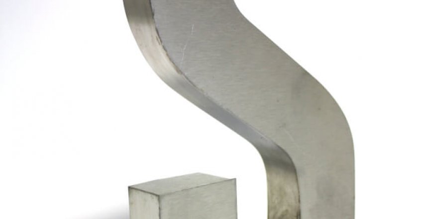 Gray metal s freestanding letter