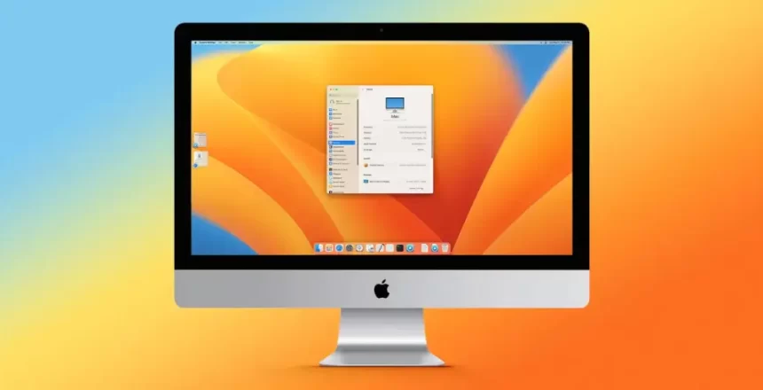 Apple MacOS Ventura pictured on an older Apple iMac