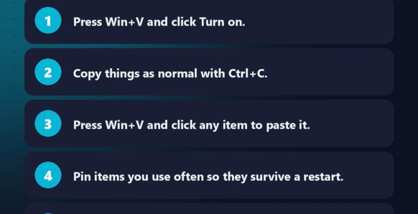Clipboard History step by step: 5 steps