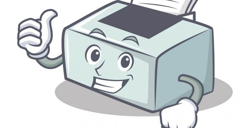 Thumbs up printer character cartoon style vector illustration