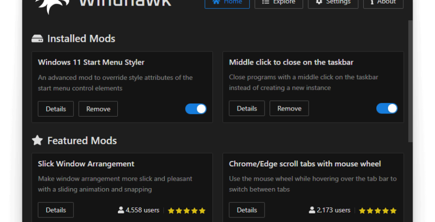 WindHawk enables mods to be added to Windows